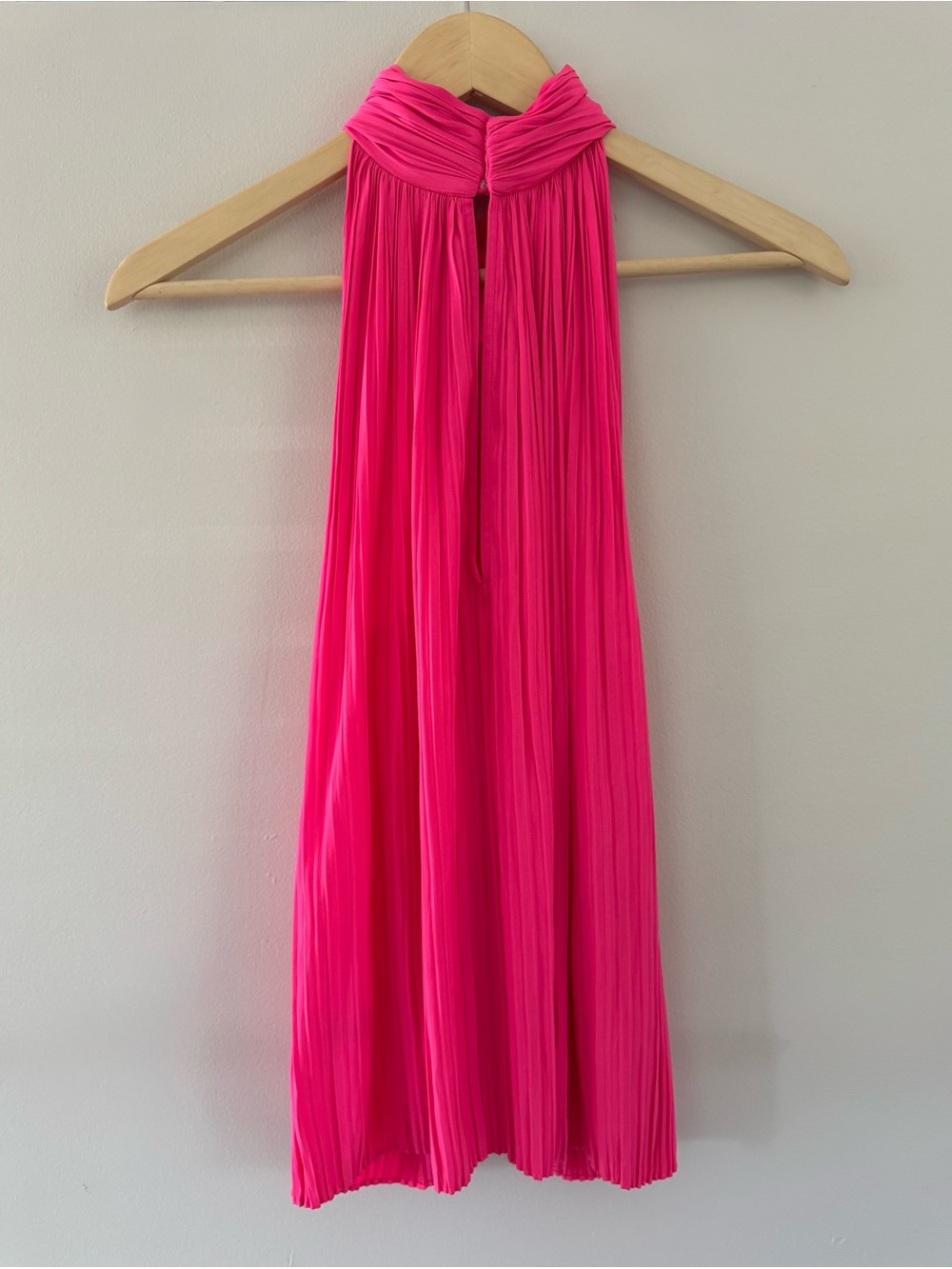 A.L.C. Black Pleated Twist Halter Rio Sleeveless Top Pink Size 4 - Picture 4 of 8